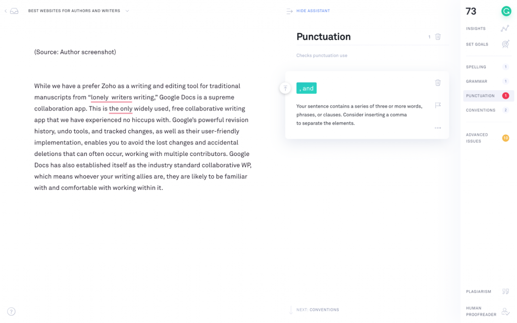 Grammarly for proofreading and spellchecking