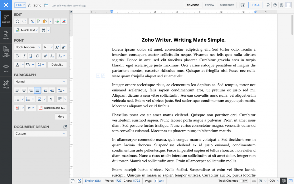 zoho writer - writing made simple
